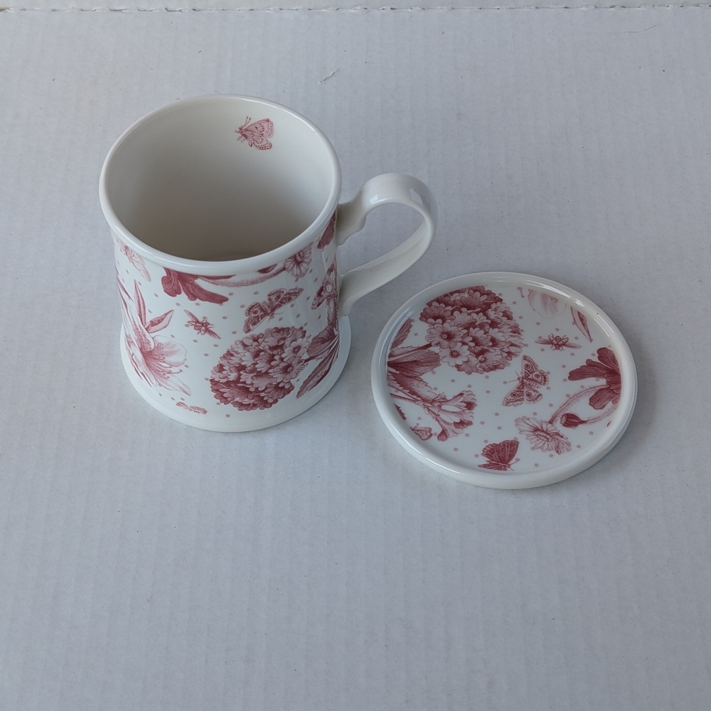 Portmeirion Pink and White Floral Mug Set